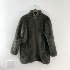 J Crew size M green faux fur winter coat